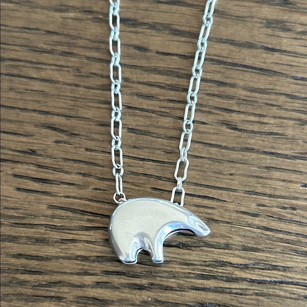 Zuni 3d Bear sterling necklace